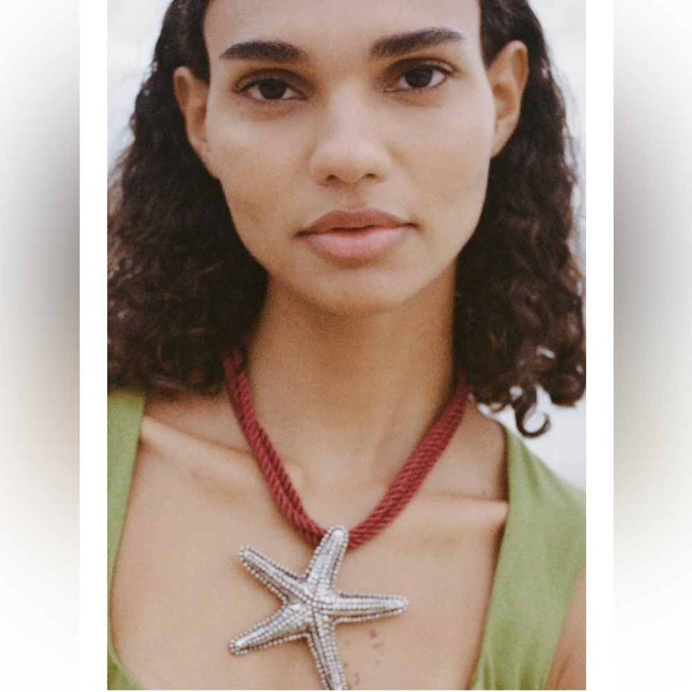 Zara Red Cord Necklace with Silver Starfish Pendant